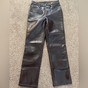 ASOS Women's Brown faux Leather pants straight fit